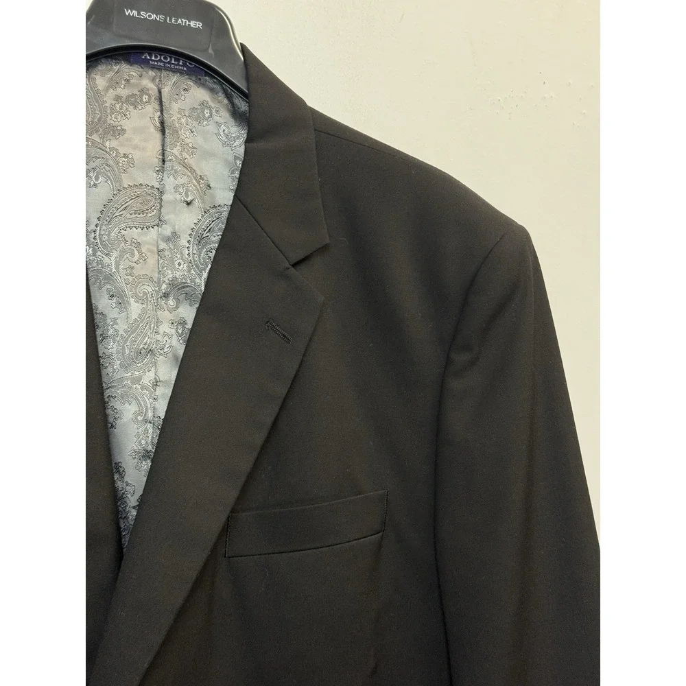 Adolfo Men's Portly Black‎ Blazer Jacket Size 46S Regular Fit Sport Coat